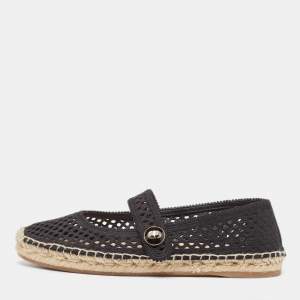 Dior Black Mesh Caro Espadrille Flats Size 38.5