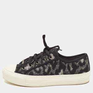Dior Black/Silver Canvas Walk'n'Dior Low Top Sneakers Size 38.5