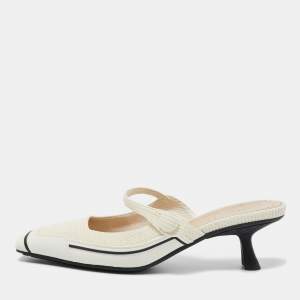 Dior White Canvas And Rubber D-motion Mules Size 36.5