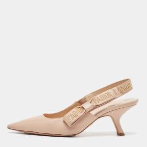 Dior Beige Leather J'Adior Slingback Pumps Size 37