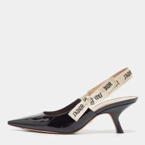 Dior Black Patent J'Adior Slingback Pumps Size 36.5