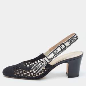 Dior Black Cannage Fabric Dior & Moi Slingback Pumps Size 39.5