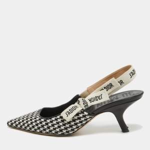 Dior White/Black Technical Fabric and Leather J'Adior Pumps Size 39.5