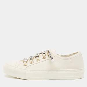 Dior Cream Canvas Walk'n'Dior Lace Up Sneakers Size 39