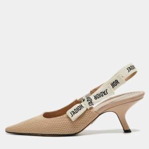 Dior Beige Canvas  J'Adior Slingback Pumps Size 38