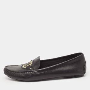 Dior Black Leather Slip On Loafers Size 38