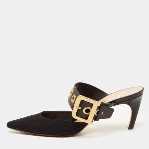 Dior Black Technical Fabric and Leather D-Dior Mules Size 37