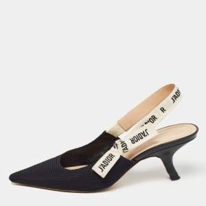 Dior Black Canvas J'Adior Slingback Pumps Size 38.5