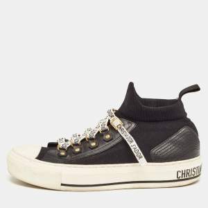 Dior Black Fabric and Leather  Walk'n'Dior High Top  Sneakers Size 36