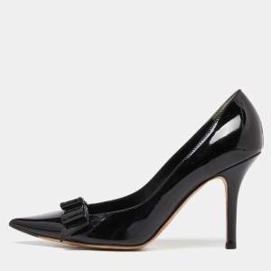 Dior Black Patent Bow Pointed Toe Pumps Size 38