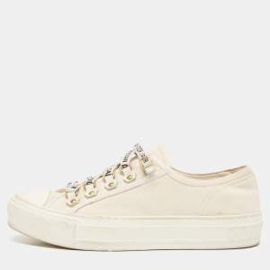 Dior Cream Canvas Walk'n'Dior Sneakers Size 37.5