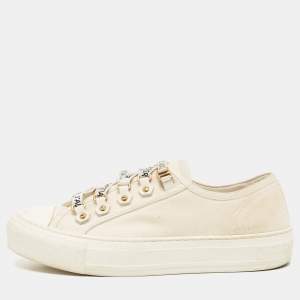 Dior Cream Canvas Walk'n'Dior Sneakers Size 37.5