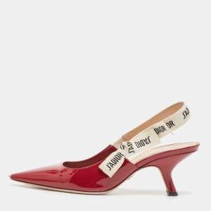 Pre Owned Dior Red Patent J'Adior Slingback Pumps Size 36