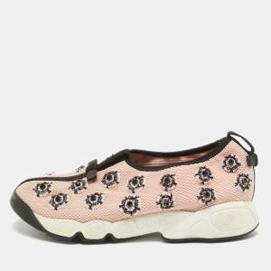 Dior Pink Mesh Embellished Fusion Sneakers Size 37