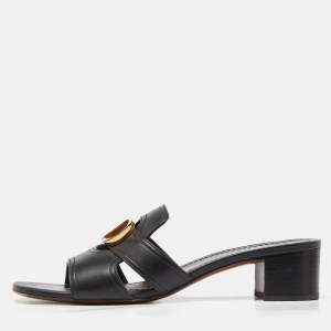 Pre Owned Dior Black Leather 30 Montaigne Slide Sandals Size 41.5