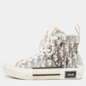 Pre Owned Dior Grey PVC and Mesh B23 High Top Sneakers Size 37.5