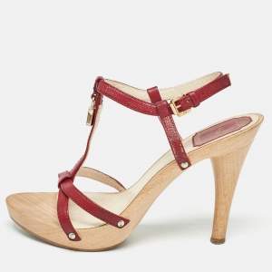 Dior  Burgundy Red Leather Ankle Strap Sandals Size 38.5