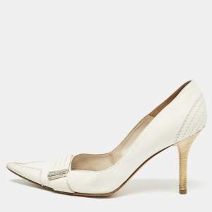 Dior White Leather Pointed Toe Pumps Size 38.5