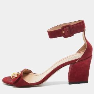 Dior Red Suede C'est Ankle Strap Sandals Size 37