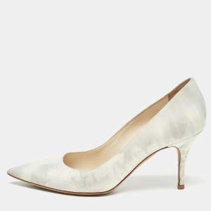 Dior Grey/White Leather Cherie Pumps Size 37.5