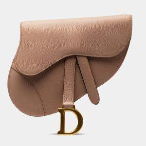Pre Owned Dior Brown Leather Saddle Belt Bag