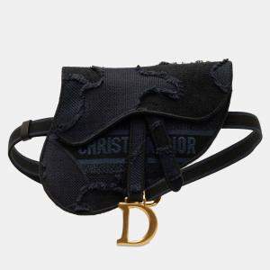 Pre Owned Dior Blue Canvas Camouflage Saddle Belt Bag