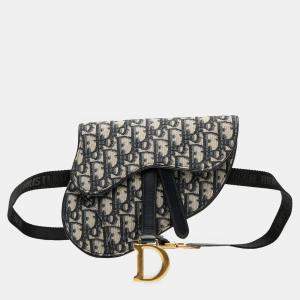 مملوكة مسبقًا حقيبة حزام ديور سدل قماش أزرق أوبليك