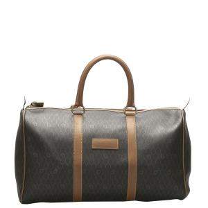 Dior Brown Honeycomb Coated Canvas Travel Bag