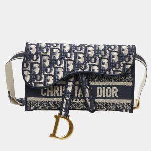 Dior Blue Oblique Saddle Slim Belt Pouch