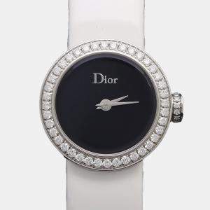Pre Owned Christian Dior La D De Dior CD040110-J Quartz Diamond Stainless Steel Womens Wristwatch 19 mm