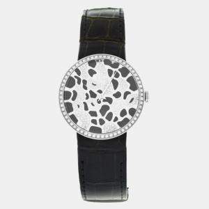 Pre Owned Christian Dior La D De Dior CD042113 Quartz Diamond Stainless Steel Women's Wristwatch 33 mm