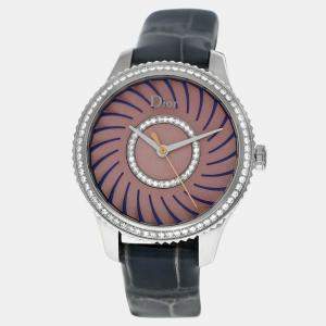 Pre Owned Dior VIII Montaigne CD152113A001 Quartz Diamond Stainless Steel Women's Wristwatch 32 mm