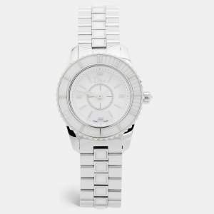 Pre Owned Dior Christal CD112112M001 White Dial Stainless Steel Women's Wristwatch 28 mm