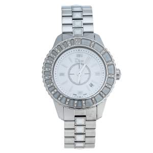 Dior White Stainless Steel Diamonds Christal CD113112-V Women's Wristwatch 33 mm