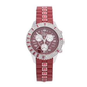 Dior Red Stainless Steel Diamonds Christal CD11431B Women's Wristwatch 38 mm 