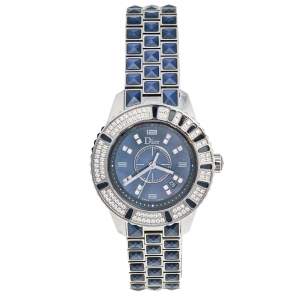 Dior Blue Mother of Pearl Stainless Steel Diamond Christal CD11311GM001 Women's Wristwatch 33 mm