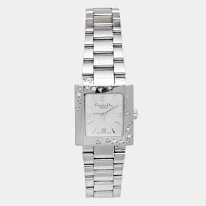 Christian Dior Silver Stainless Steel Diamond Riva D98-1014 Women's Wristwatch 24.50 mm