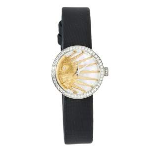 Dior Mother of Pearl Stainless Steel Diamond Satin La D De Dior Rose Celeste CD04711X1001 Women's Wristwatch 25 mm