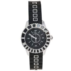 Dior Black Stainless Steel Rubber Diamond Christal CD113115R001 Women's Wristwatch 33 mm