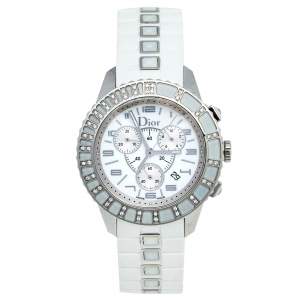 Dior White Stainless Steel Diamond Rubber Christal CD114311R001 Women's Wristwatch 38 mm