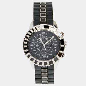 Dior Black Stainless Steel Rubber Diamond Christal CD11431E Women's Wristwatch 38 mm