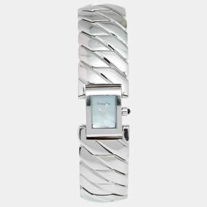 Christian Dior Blue Mother of Pearl Stainless Steel D72-100 Art Deco Women's Wristwatch 14 mm
