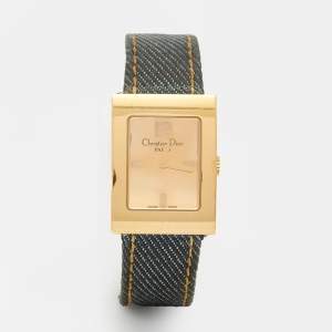 Christian Dior Champagne Gold Plated Stainless Steel Malice D78-5015 Women's Wristwatch 19 mm 