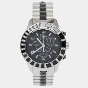 Dior Black Stainless Steel Diamond Christal CD11431E Women's Wristwatch 38 mm