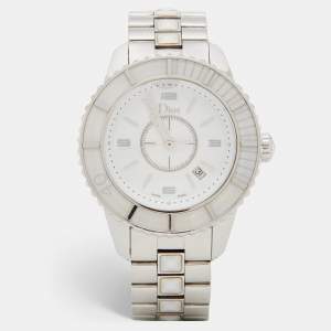 Dior White Stainless Steel Christal CD113111 Women's Wristwatch 33 mm