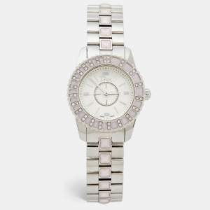 Dior Pink Mother Of Pearl Stainless Steel Diamond Christal CD112111M001 Women's Wristwatch 28 mm