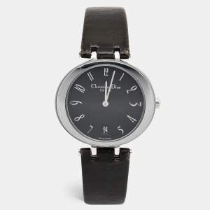 Christian Dior Black Stainless Steel Leather D75-100 Women's Wristwatch 35 mm 
