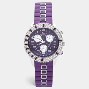 Dior Purple Stainless Steel Diamond Christal CD11431JR001 Women's Wristwatch 39 mm