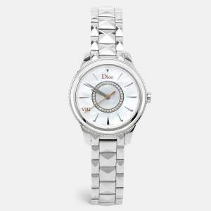Dior Mother of Pearl Diamond Stainless Steel  VIII Montaigne CD152110M004 Women's Wristwatch 32 mm
