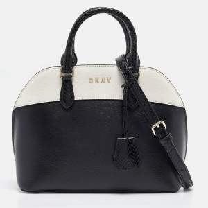 Pre Owned Dkny Black/White Leather Bobi Satchel